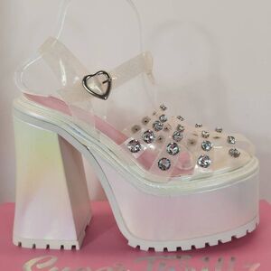 Dolls Kill Jelly Self-Love Club Platform Heels - White Sugar Thrillz Size 9 M